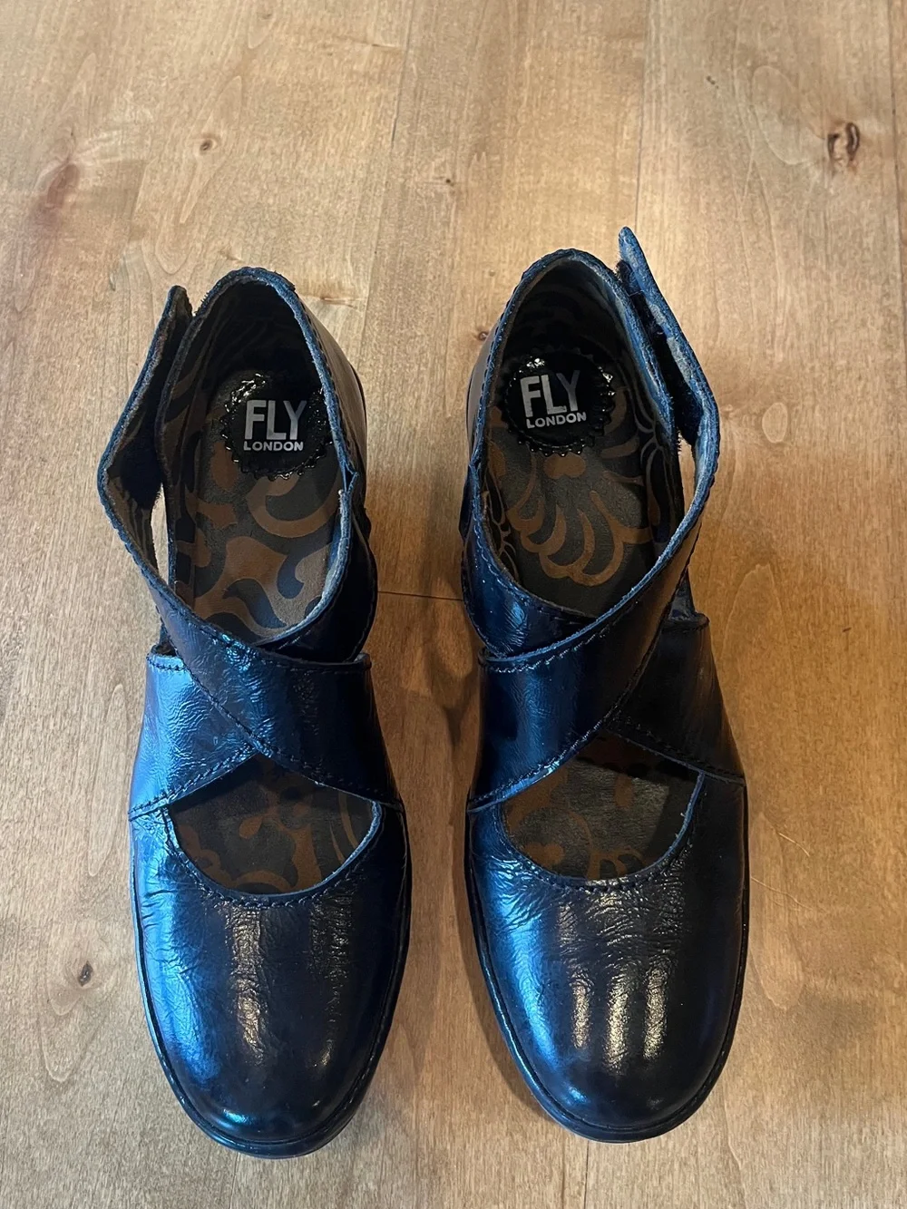Fly London Black Women's Wedge Mary Jane Comfort Shoes
